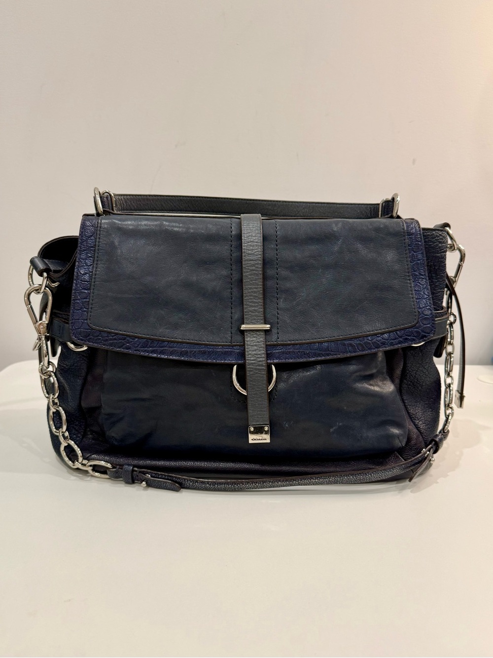 Coach Authentic Pinnacle Leather Eva Handbag Blue Purse